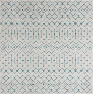Light Blue 10' 8 x 10' 8 Outdoor Trellis Square Area Rug Weather Resistant for Patio, Deck, Terrace, Balcony, Porch Geometric Design Water Safe Outside Carpet for Sale at Rug Engine