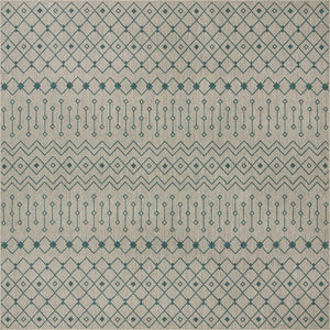 Light Blue 13' x 13' Outdoor Trellis Square Area Rug Weather Resistant for Patio, Deck, Terrace, Balcony, Porch Geometric Design Water Safe Outside Carpet for Sale at Rug Engine