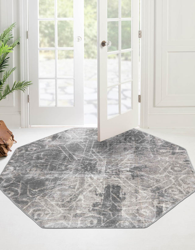Dark Gray 5' 3 x 5' 3 Sofia Octagon Area Rug Durable Easy Clean Stain Resistant Unique Carpet for Affordable Interior Home Design for Sale at Rug Engine