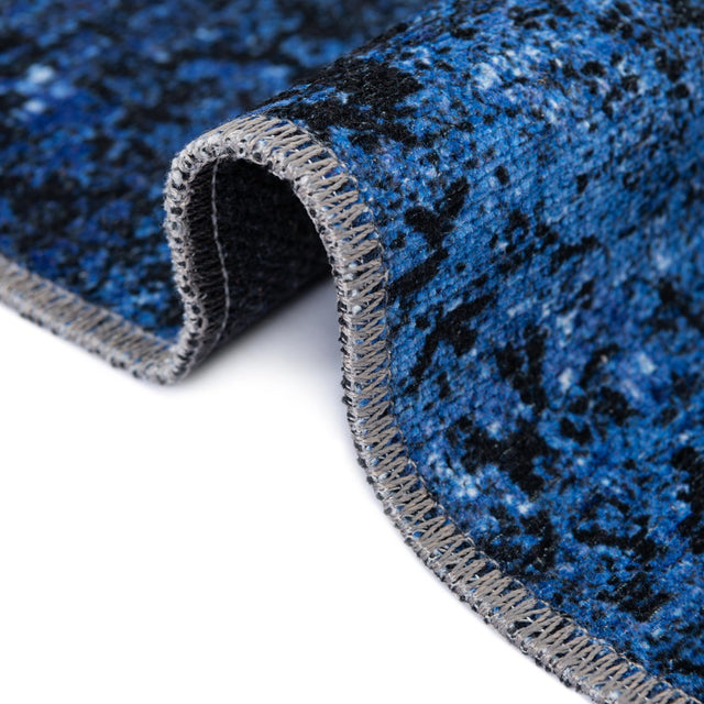 Washable Overdyed Blue 6' x 9' Yara Rectangle Area Rug Easy to Clean Stain Resistant & Durable Polyester & Chenille Carpet for Sale at Rug Engine