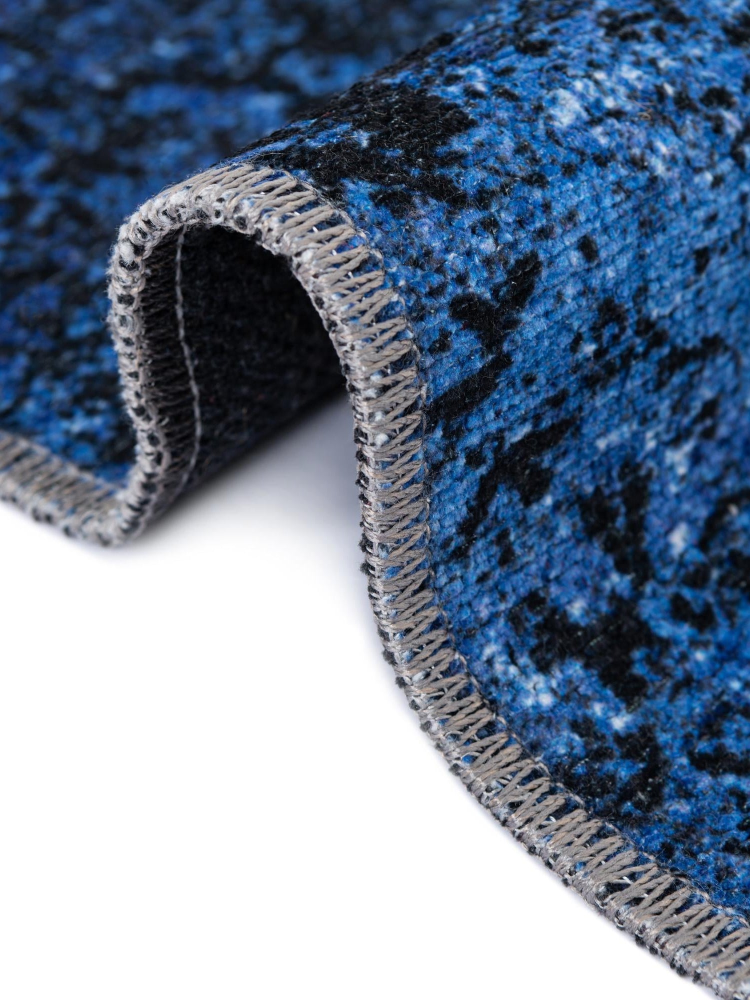 Washable Overdyed Blue 7' 10 x 10' Yara Rectangle Area Rug Easy to Clean Stain Resistant & Durable Polyester & Chenille Carpet for Sale at Rug Engine