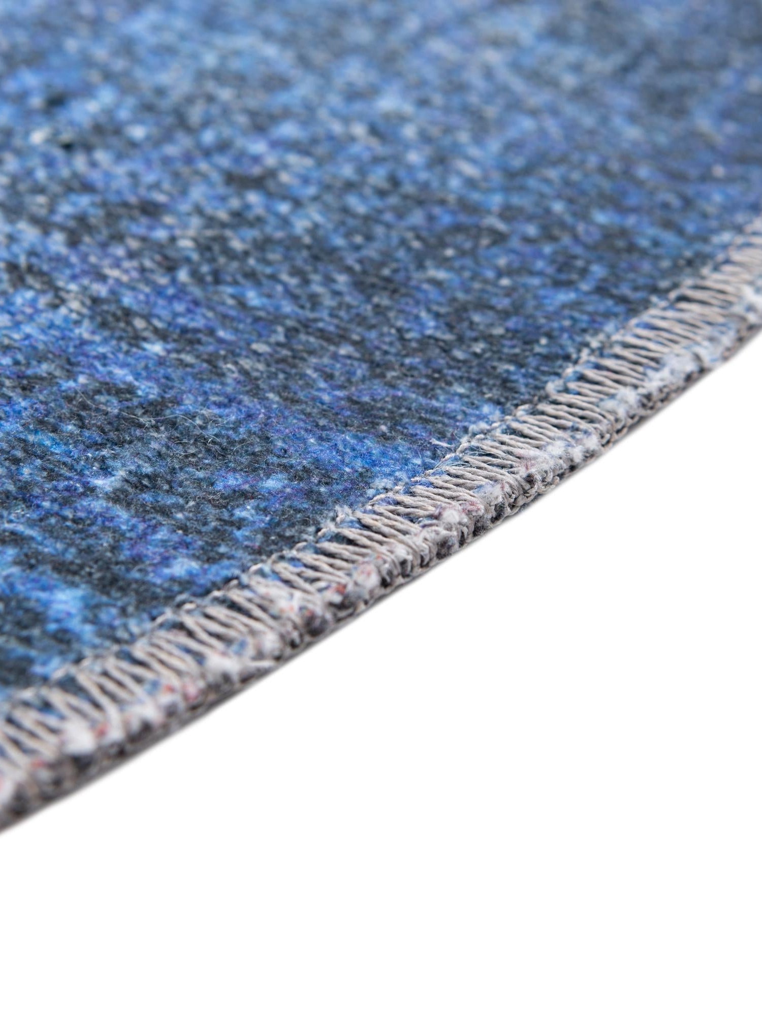 Washable Overdyed Blue 6' x 6' Yara Round Area Rug Easy to Clean Stain Resistant & Durable Polyester & Chenille Carpet for Sale at Rug Engine