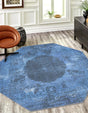 Washable Overdyed Blue 7' 10 x 7' 10 Yara Octagon Area Rug Easy to Clean Stain Resistant & Durable Polyester & Chenille Carpet for Sale at Rug Engine