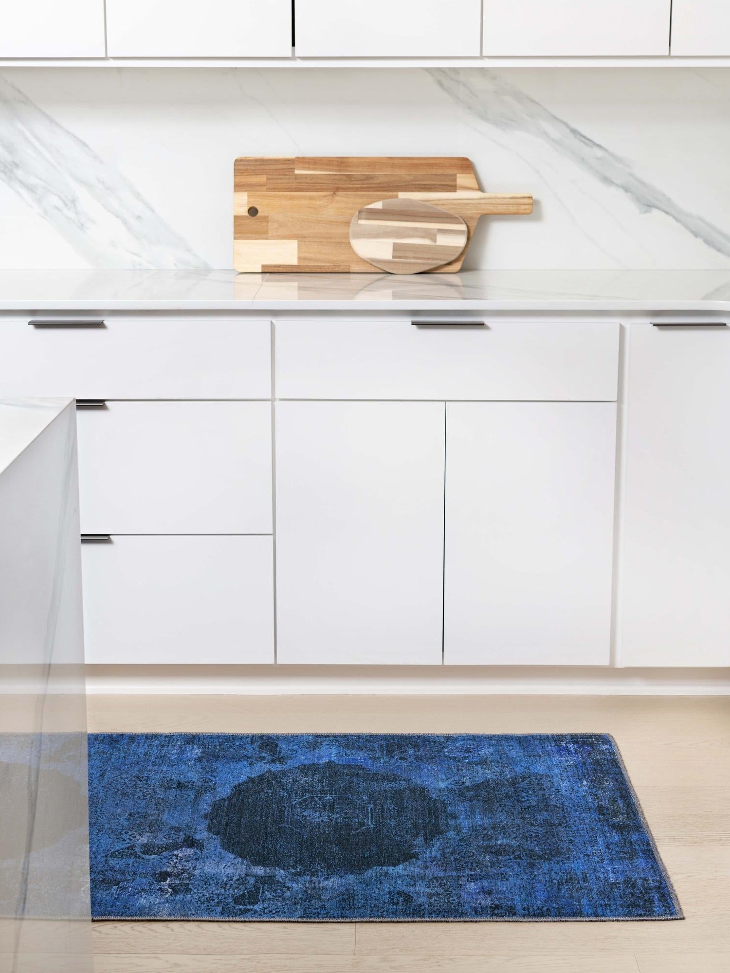 Washable Overdyed Blue 2' x 5' Yara Runner Area Rug Easy to Clean Stain Resistant & Durable