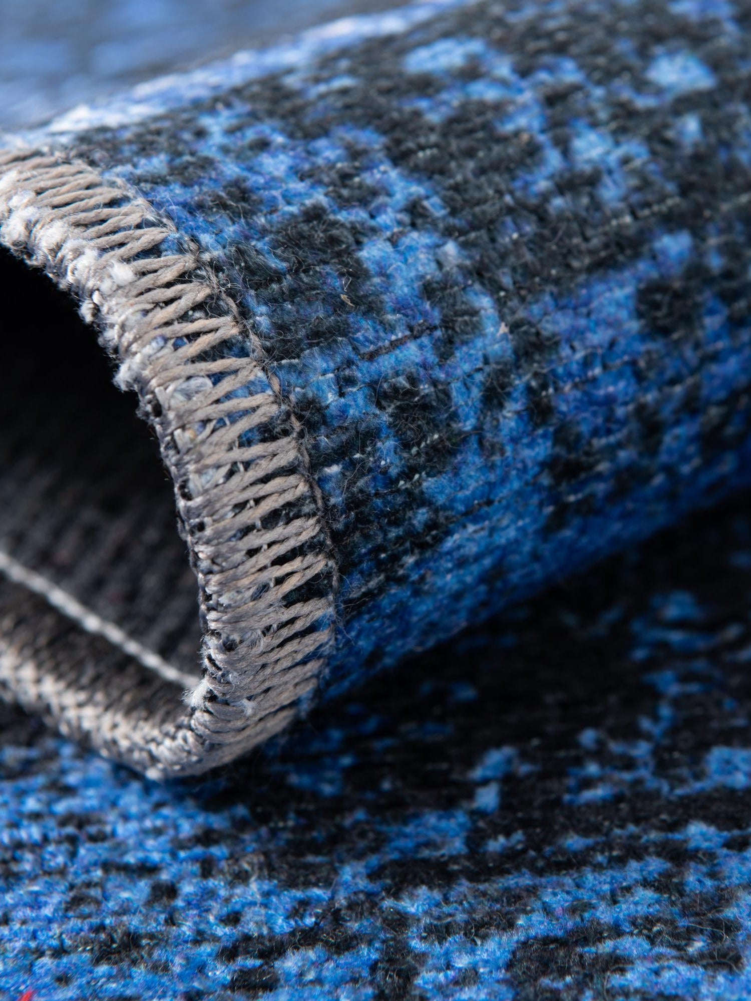 Washable Overdyed Blue 2' 7 x 10' Yara Runner Area Rug Easy to Clean Stain Resistant & Durable Polyester & Chenille Carpet for Sale at Rug Engine