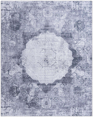 Washable Gray Ivory 7' 10 x 10' Yara Rectangle Area Rug Easy to Clean Stain Resistant & Durable Polyester & Chenille Carpet for Sale at Rug Engine