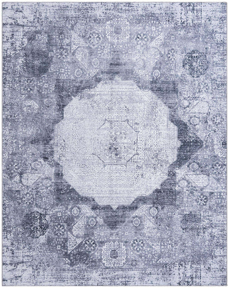 Washable Gray Ivory 7' 10 x 10' Yara Rectangle Area Rug Easy to Clean Stain Resistant & Durable Polyester & Chenille Carpet for Sale at Rug Engine