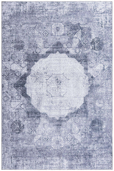 Washable Gray Ivory 6' x 9' Yara Rectangle Area Rug Easy to Clean Stain Resistant & Durable Polyester & Chenille Carpet for Sale at Rug Engine