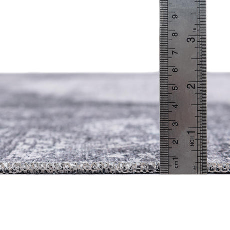 Washable Gray Ivory 6' x 9' Yara Rectangle Area Rug Easy to Clean Stain Resistant & Durable Polyester & Chenille Carpet for Sale at Rug Engine