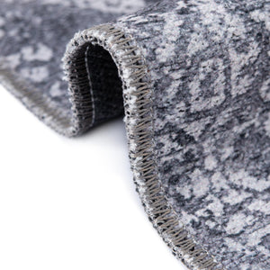 Washable Gray Ivory 6' x 9' Yara Rectangle Area Rug Easy to Clean Stain Resistant & Durable Polyester & Chenille Carpet for Sale at Rug Engine