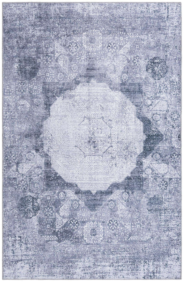 Washable Gray Ivory 5' x 8' Yara Rectangle Area Rug Easy to Clean Stain Resistant & Durable Polyester & Chenille Carpet for Sale at Rug Engine
