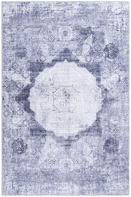 Washable Gray Ivory 4' x 6' Yara Rectangle Area Rug Easy to Clean Stain Resistant & Durable Polyester & Chenille Carpet for Sale at Rug Engine