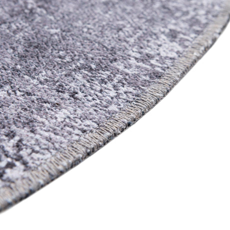 Washable Gray Ivory 4' x 4' Yara Round Area Rug Easy to Clean Stain Resistant & Durable Polyester & Chenille Carpet for Sale at Rug Engine