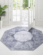 Washable Gray Ivory 7' 10 x 7' 10 Yara Octagon Area Rug Easy to Clean Stain Resistant & Durable Polyester & Chenille Carpet for Sale at Rug Engine