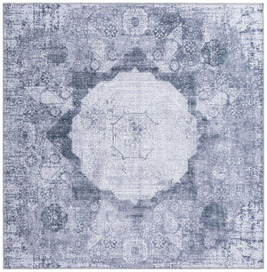 Washable Gray Ivory 5' x 5' Yara Square Area Rug Easy to Clean Stain Resistant & Durable Polyester & Chenille Carpet for Sale at Rug Engine