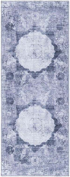 Washable Gray Ivory 2' x 5' Yara Runner Area Rug Easy to Clean Stain Resistant & Durable Polyester & Chenille Carpet for Sale at Rug Engine