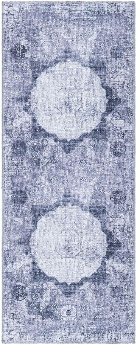 Washable Gray Ivory 2' x 5' Yara Runner Area Rug Easy to Clean Stain Resistant & Durable Polyester & Chenille Carpet for Sale at Rug Engine