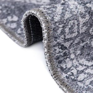 Gray Ivory 3' x 10' Yara Washable Runner Rug