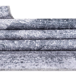 Gray Ivory 3' x 10' Yara Washable Runner Rug