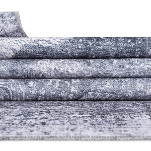 Washable Gray Ivory 2' x 8' Yara Runner Area Rug Easy to Clean Stain Resistant & Durable Polyester & Chenille Carpet for Sale at Rug Engine