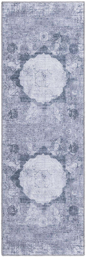 Washable Gray Ivory 2' x 6' Yara Runner Area Rug Easy to Clean Stain Resistant & Durable Polyester & Chenille Carpet for Sale at Rug Engine