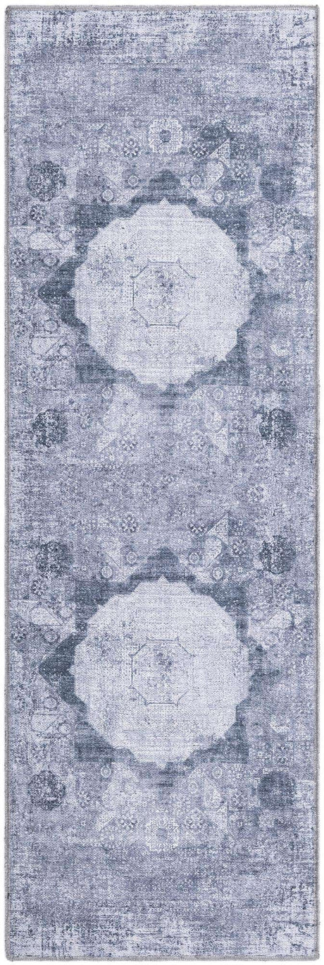 Washable Gray Ivory 2' x 6' Yara Runner Area Rug Easy to Clean Stain Resistant & Durable Polyester & Chenille Carpet for Sale at Rug Engine