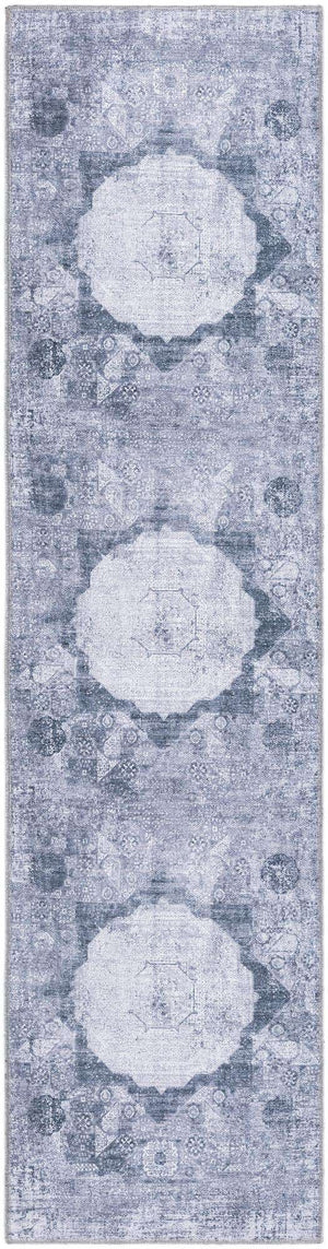 Washable Gray Ivory 2' x 8' Yara Runner Area Rug Easy to Clean Stain Resistant & Durable Polyester & Chenille Carpet for Sale at Rug Engine