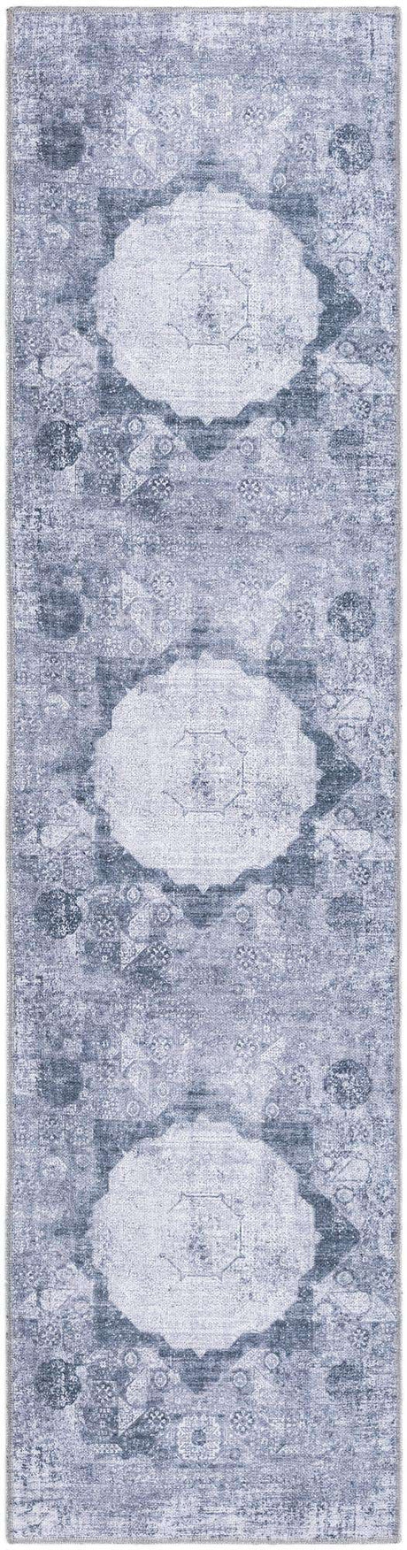 Gray Ivory 2' x 8' Yara Washable Runner Rug