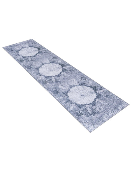 Washable Gray Ivory 2' 7 x 10' Yara Runner Area Rug Easy to Clean Stain Resistant & Durable Polyester & Chenille Carpet for Sale at Rug Engine