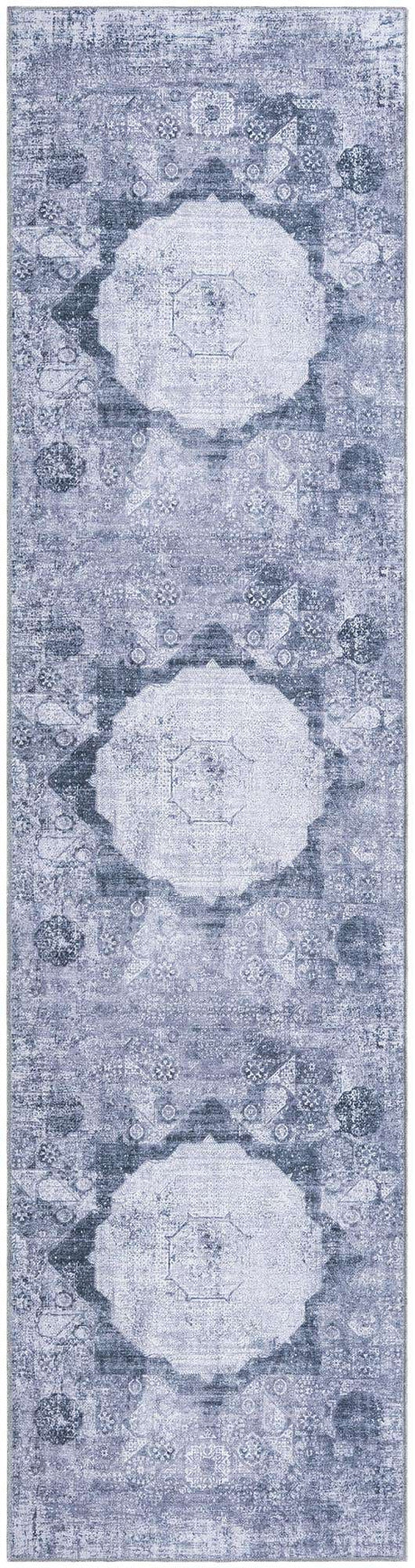 Gray Ivory 3' x 10' Yara Washable Runner Rug