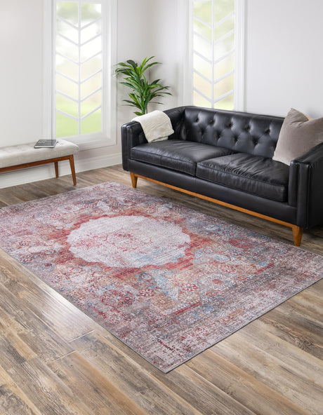 Washable Multicolor 6' x 9' Yara Rectangle Area Rug Easy to Clean Stain Resistant & Durable Polyester & Chenille Carpet for Sale at Rug Engine