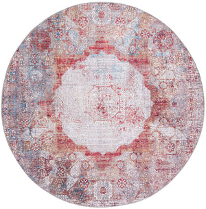 Washable Multicolor 6' x 6' Yara Round Area Rug Easy to Clean Stain Resistant & Durable Polyester & Chenille Carpet for Sale at Rug Engine