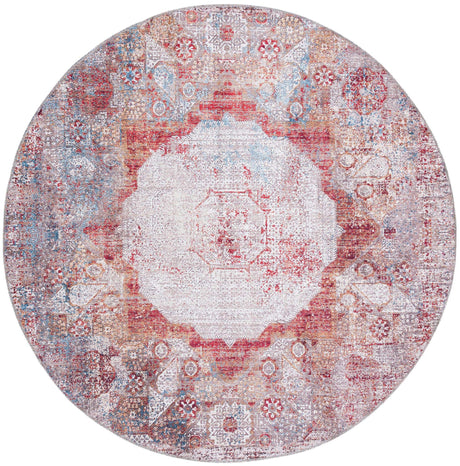 Washable Multicolor 6' x 6' Yara Round Area Rug Easy to Clean Stain Resistant & Durable Polyester & Chenille Carpet for Sale at Rug Engine