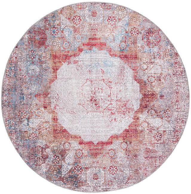 Washable Multicolor 6' x 6' Yara Round Area Rug Easy to Clean Stain Resistant & Durable Polyester & Chenille Carpet for Sale at Rug Engine