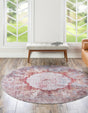 Washable Multicolor 7' 10 x 7' 10 Yara Round Area Rug Easy to Clean Stain Resistant & Durable Polyester & Chenille Carpet for Sale at Rug Engine