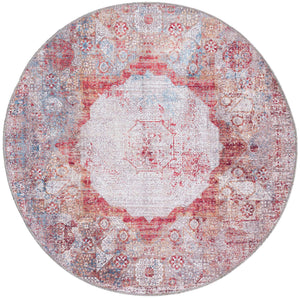 Washable Multicolor 4' x 4' Yara Round Area Rug Easy to Clean Stain Resistant & Durable Polyester & Chenille Carpet for Sale at Rug Engine