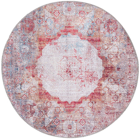 Washable Multicolor 4' x 4' Yara Round Area Rug Easy to Clean Stain Resistant & Durable Polyester & Chenille Carpet for Sale at Rug Engine