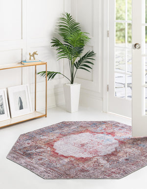 Washable Multicolor 7' 10 x 7' 10 Yara Octagon Area Rug Easy to Clean Stain Resistant & Durable Polyester & Chenille Carpet for Sale at Rug Engine