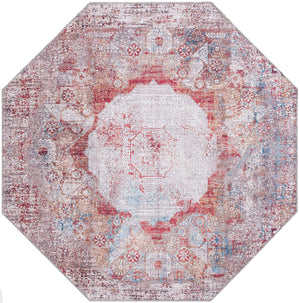 Washable Multicolor 5' x 5' Yara Octagon Area Rug Easy to Clean Stain Resistant & Durable Polyester & Chenille Carpet for Sale at Rug Engine