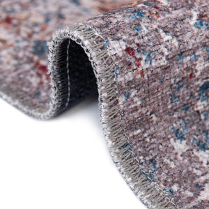 Washable Multicolor 5' x 5' Yara Square Area Rug Easy to Clean Stain Resistant & Durable Polyester & Chenille Carpet for Sale at Rug Engine