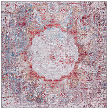 Washable Multicolor 5' x 5' Yara Square Area Rug Easy to Clean Stain Resistant & Durable Polyester & Chenille Carpet for Sale at Rug Engine