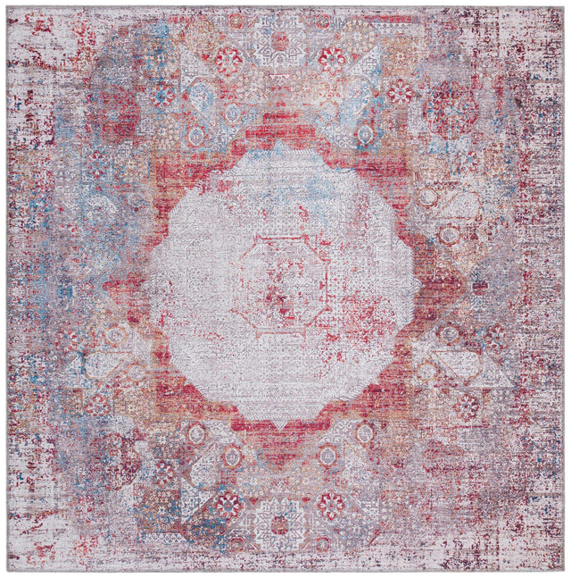 Washable Multicolor 5' x 5' Yara Square Area Rug Easy to Clean Stain Resistant & Durable Polyester & Chenille Carpet for Sale at Rug Engine