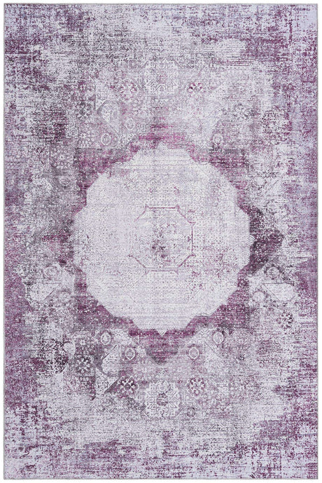 Washable Pink Ivory 6' x 9' Yara Rectangle Area Rug Easy to Clean Stain Resistant & Durable Polyester & Chenille Carpet for Sale at Rug Engine