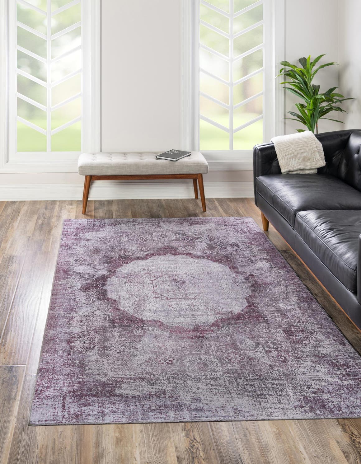 Washable Pink Ivory 4' x 6' Yara Rectangle Area Rug Easy to Clean Stain Resistant & Durable Polyester & Chenille Carpet for Sale at Rug Engine