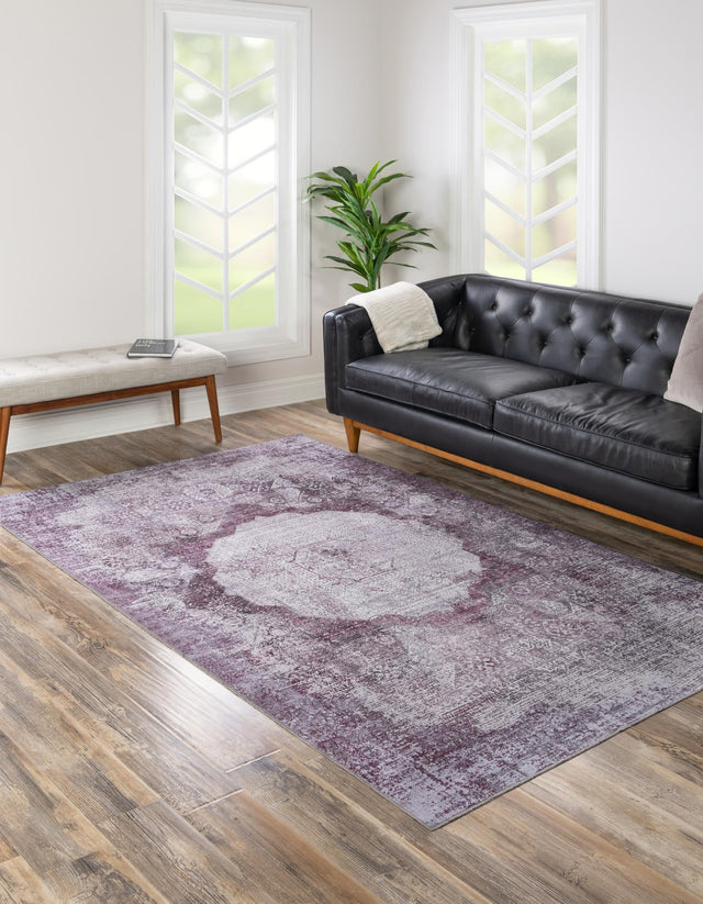 Washable Pink Ivory 4' x 6' Yara Rectangle Area Rug Easy to Clean Stain Resistant & Durable Polyester & Chenille Carpet for Sale at Rug Engine