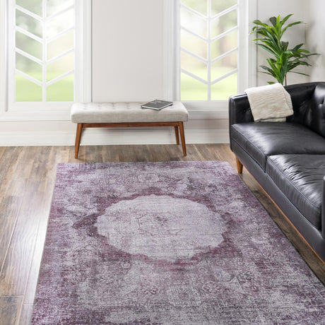 Washable Pink Ivory 4' x 6' Yara Rectangle Area Rug Easy to Clean Stain Resistant & Durable Polyester & Chenille Carpet for Sale at Rug Engine