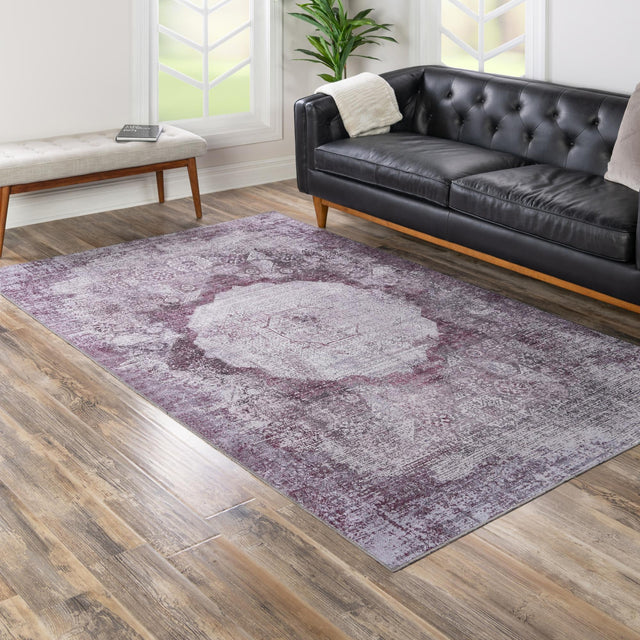 Washable Pink Ivory 4' x 6' Yara Rectangle Area Rug Easy to Clean Stain Resistant & Durable Polyester & Chenille Carpet for Sale at Rug Engine