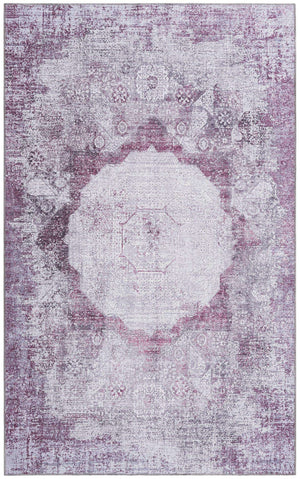 Washable Pink Ivory 5' x 8' Yara Rectangle Area Rug Easy to Clean Stain Resistant & Durable Polyester & Chenille Carpet for Sale at Rug Engine