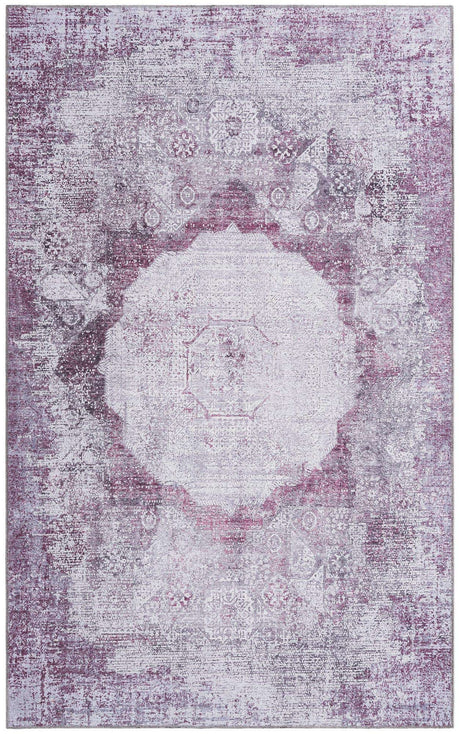 Washable Pink Ivory 5' x 8' Yara Rectangle Area Rug Easy to Clean Stain Resistant & Durable Polyester & Chenille Carpet for Sale at Rug Engine