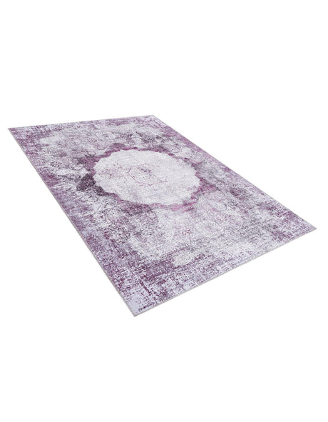Washable Pink Ivory 4' x 6' Yara Rectangle Area Rug Easy to Clean Stain Resistant & Durable Polyester & Chenille Carpet for Sale at Rug Engine
